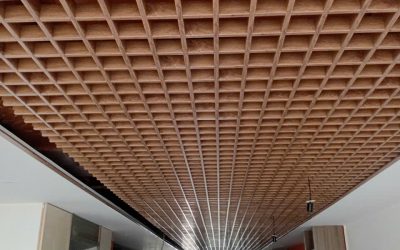 Trần nhôm Caro Cell vân gỗ