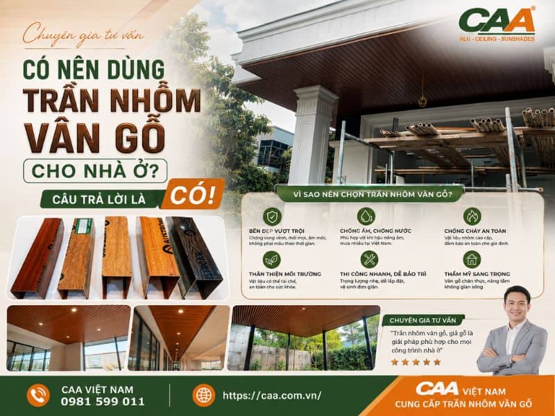 Có nên dùng trần nhôm vân gỗ cho nhà ở