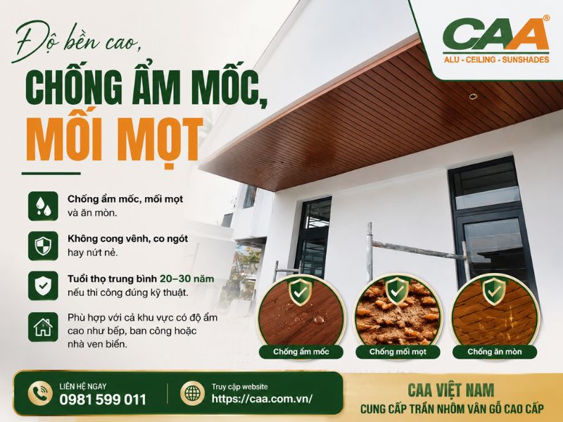 Có nên dùng trần nhôm vân gỗ cho nhà ở