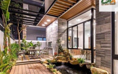 Trần nhôm giả gỗ ban công