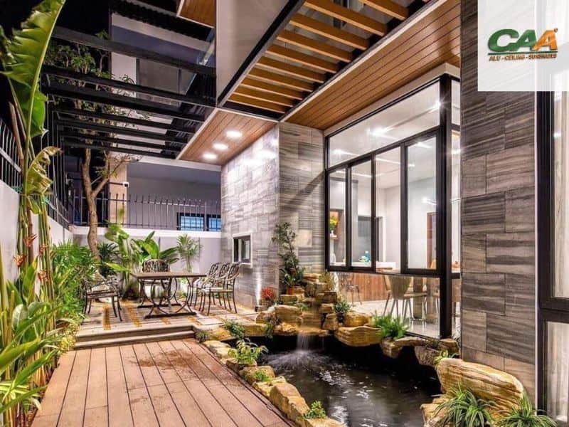 Trần nhôm giả gỗ ban công