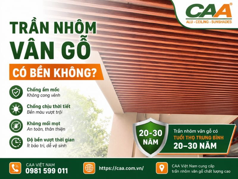 Trần nhôm vân gỗ có bền không